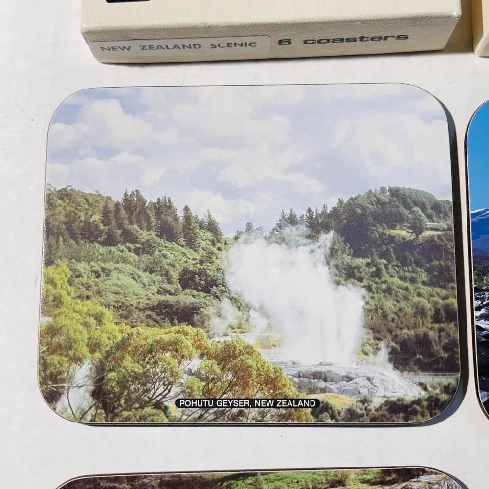 Jason Coasters New Zealand Set of 6 Mats National Parks Falls Photo Cork Back